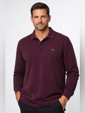 Rodd & Gunn Burgundy Long Sleeve Polo Shirt Medium Old Money Preppy Academia